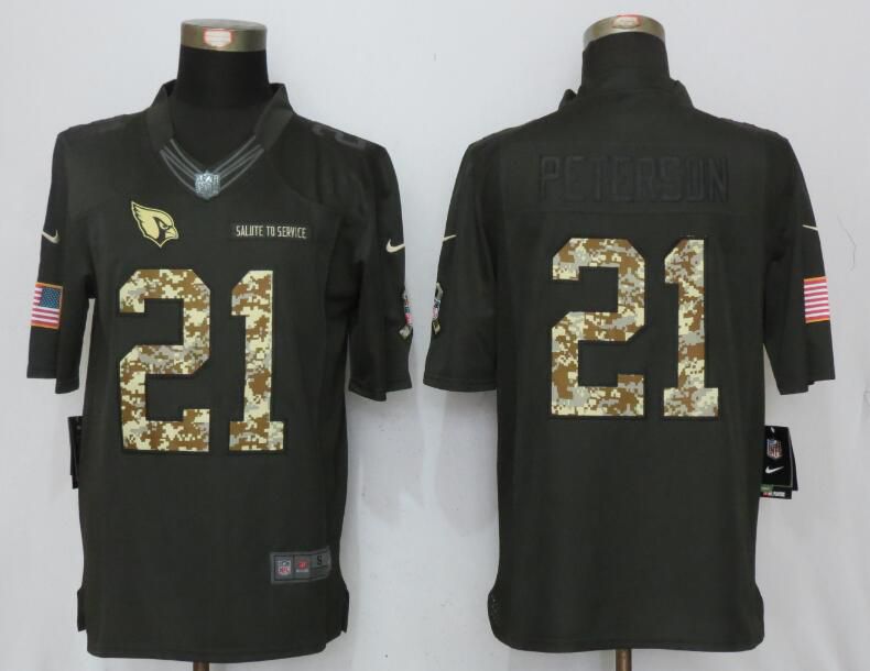 2017 Men Arizona Cardinals #21 Peterson Anthracite Salute To Service Green New Nike Limited NFL Jersey